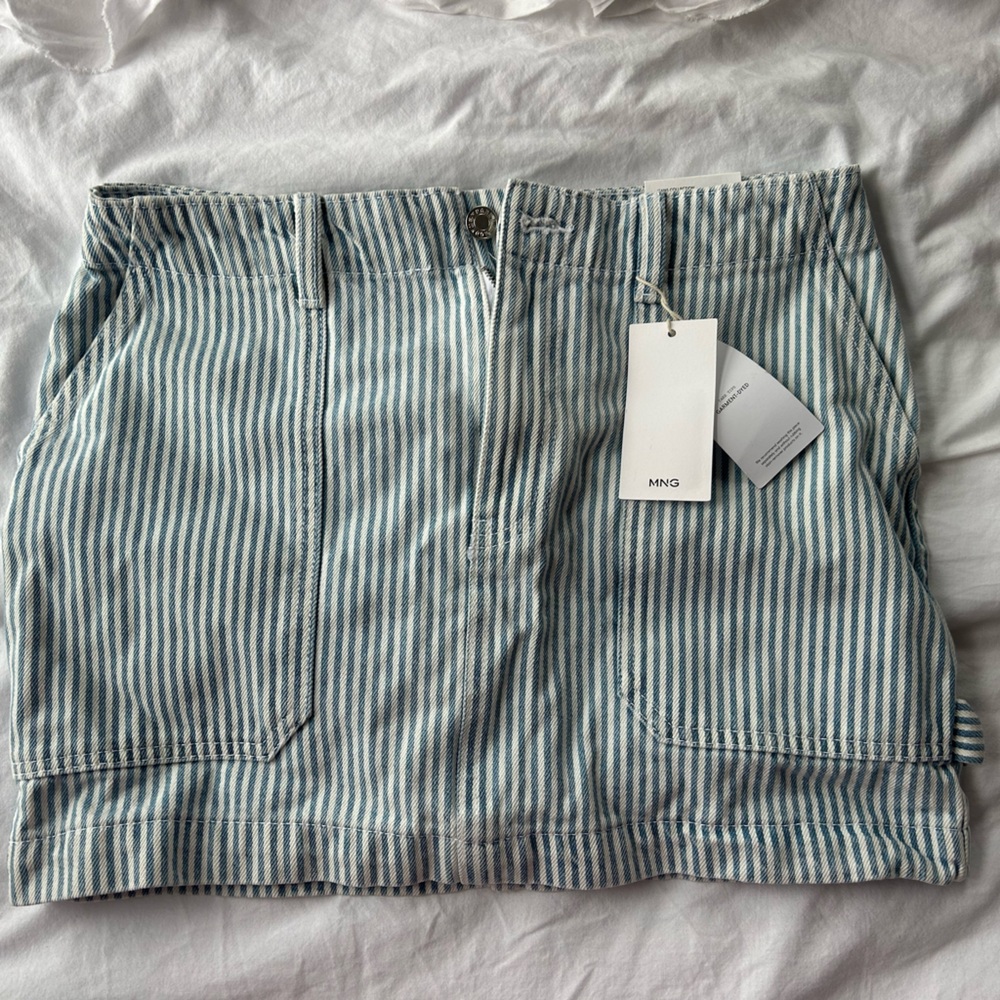 NWT Mango denim striped mini skirt
